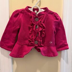 Calvin Klein Jeans Baby Girls Pink Ruffle Button Front SPRING Coat
